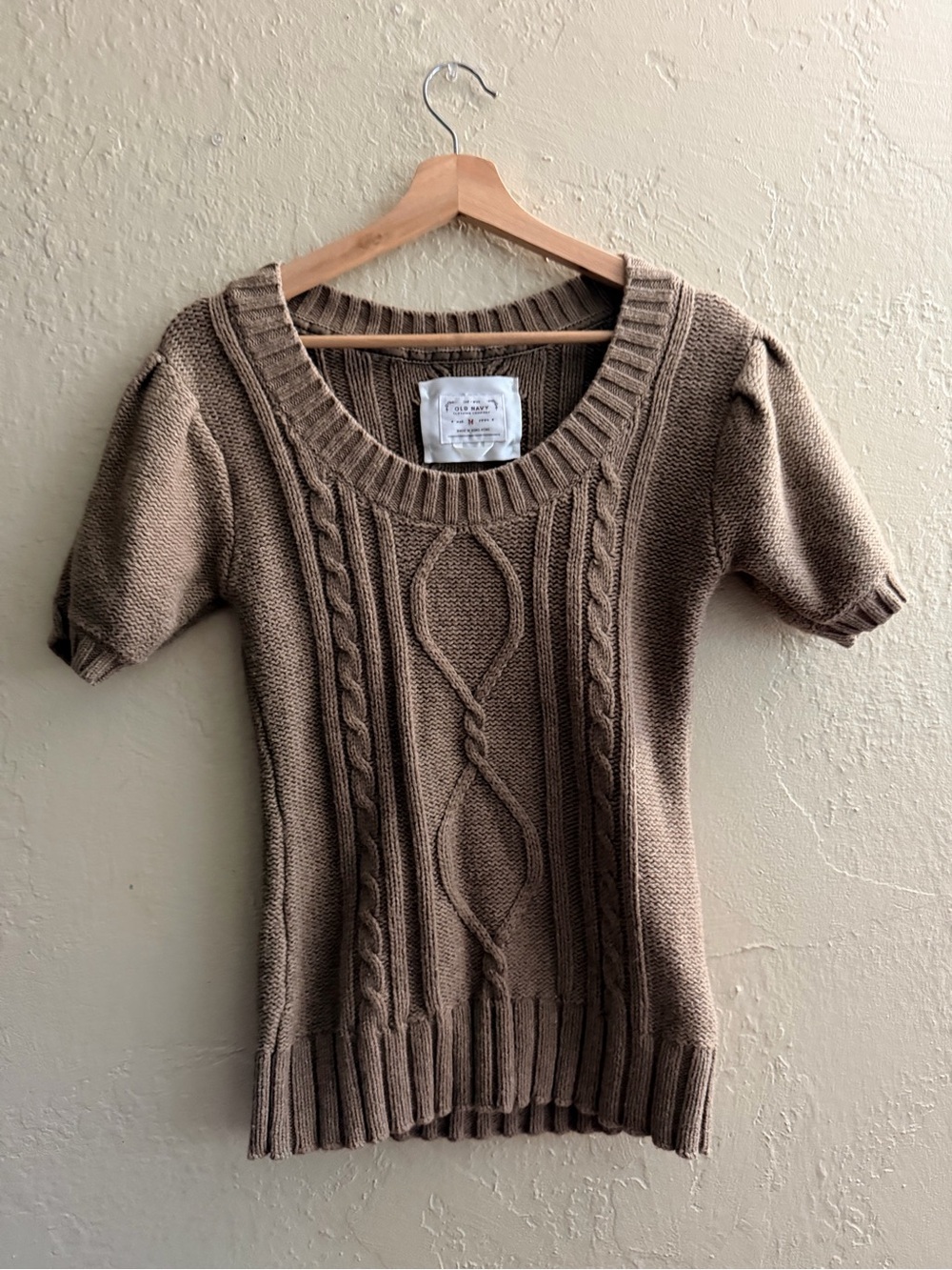 Old Navy Short Sleeve Cable Knit Sweater - Taupe